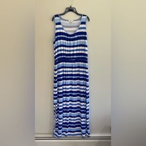 Vineyard Vines Stretch Jersey Maxi Tank Blue and White Striped Dress, size XL